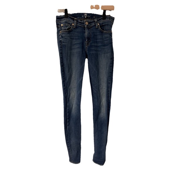 7 For All Mankind Denim - 7 For All Mankind Jeans Womens 28 Blue The Skinny Stretch Mid-Rise Dark Wash USA